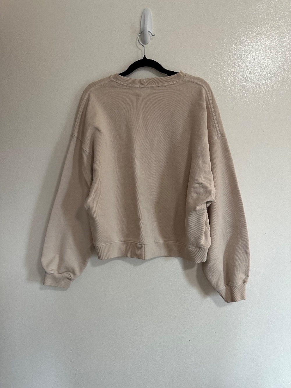 Agolde  Chevron Sweatshirt Cropped Sweatshirt, Beige, Size large - Picture 3 of 7